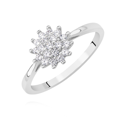 Srebrny pierścionek cyrkonie kwiatek