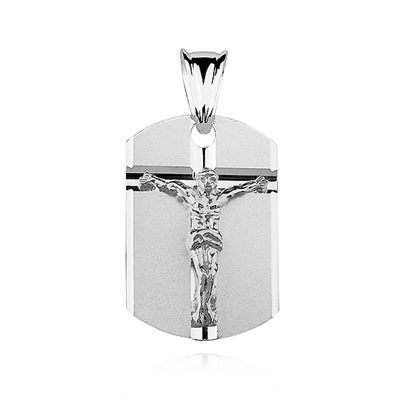 Srebrny medalik krzyż, jezus chrystus na blaszce