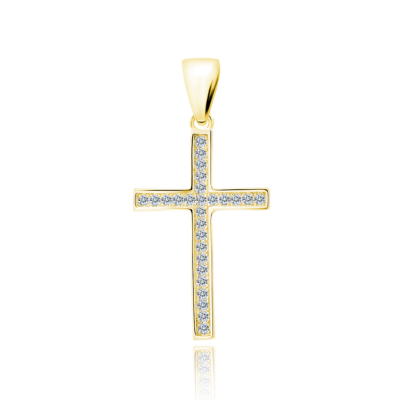 Srebrny pozłacany krzyżyk Cyrkonie