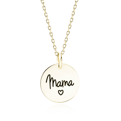 Srebrny pozłacany naszyjnik mama, pr. 925