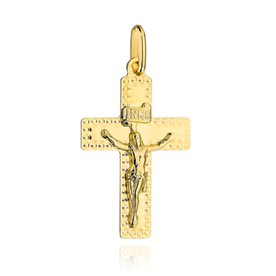 Krzyżyk złoty z p. Jezusem, zdobiony, pr. 585