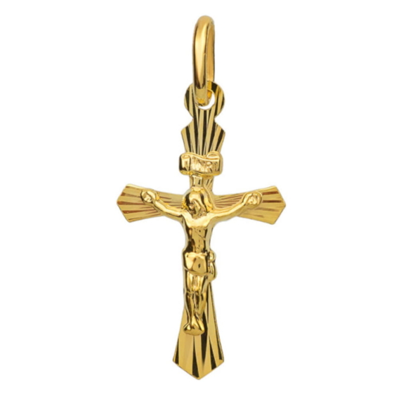 Krzyżyk złoty diamentowany, z p. Jezusem, pr. 585