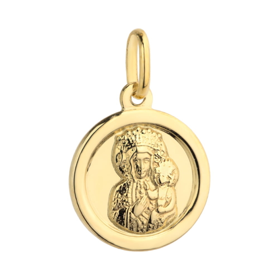 Medalik złoty Matka Boska Częstochowska, okrągły, pr. 585