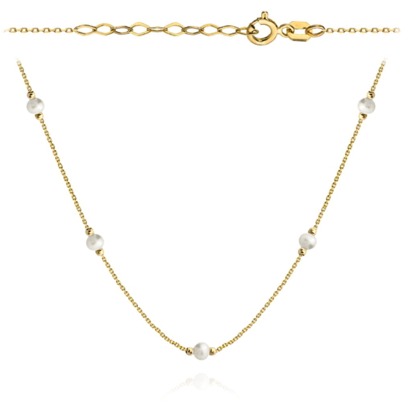 Naszyjnik złoty perły, pr. 585