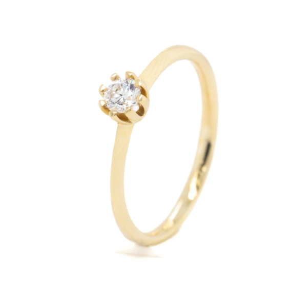 Pierścionek złoty z brylantem 0.15 ct, 0.17 ct, pr. 585