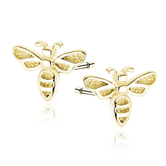 Srebrne pozłacane kolczyki Pszczoła