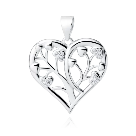 Srebrna zawieszka drzewko szczęścia w sercu, pr. 925