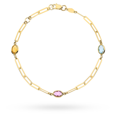 Bransoletka złota Topaz, Ametyst, Cytryn, pr. 585