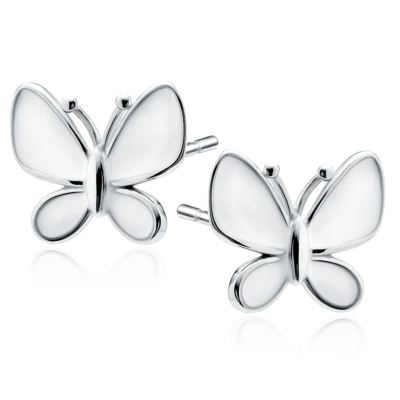 Srebrne kolczyki Motyl, emalia, pr. 925