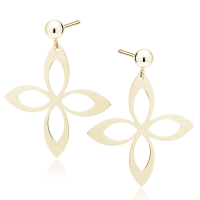 Kolczyki srebrne pozłacane Koniczyna, pr. 925