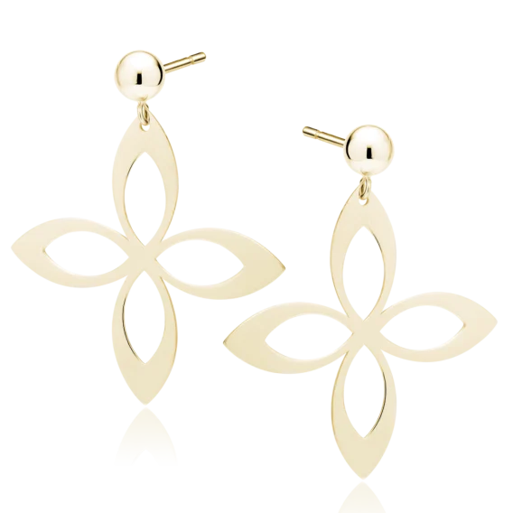 Kolczyki srebrne pozłacane Koniczyna, pr. 925