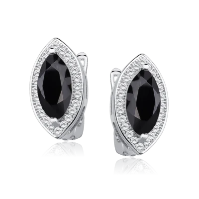 Kolczyki srebrne Czarna cyrkonia, pr. 925
