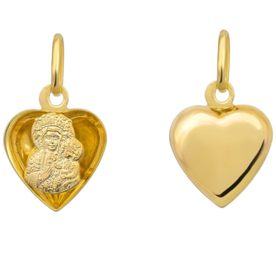 Medalik złoty w Sercu, Matka Boska Częstochowska, pr. 585