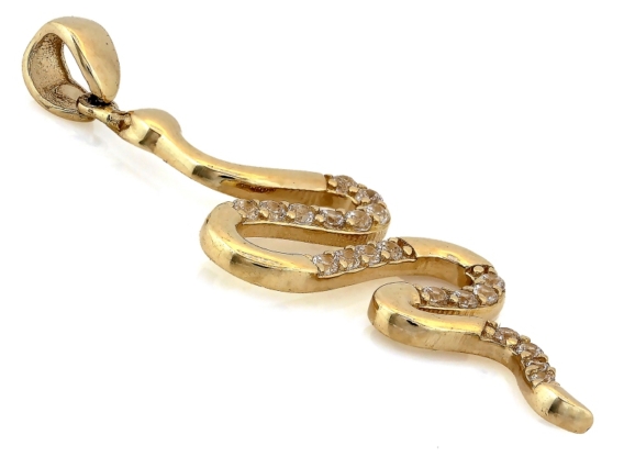 Zawieszka złota Wąż, cyrkonie, pr. 585