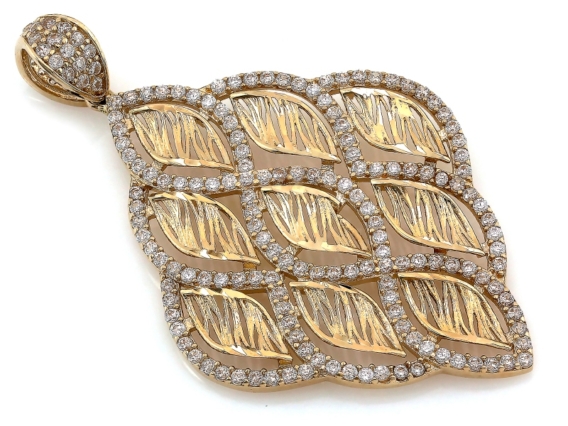 Zawieszka złota Duży romb, cyrkonie, pr. 585