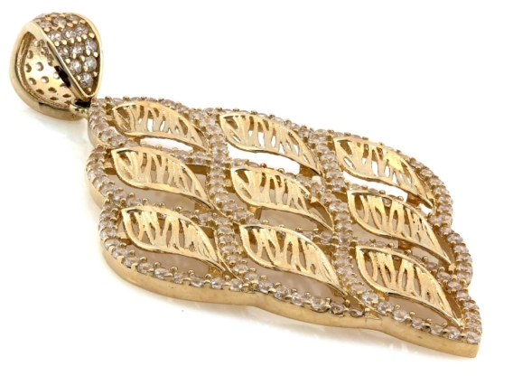 Zawieszka złota Duży romb, cyrkonie, pr. 585