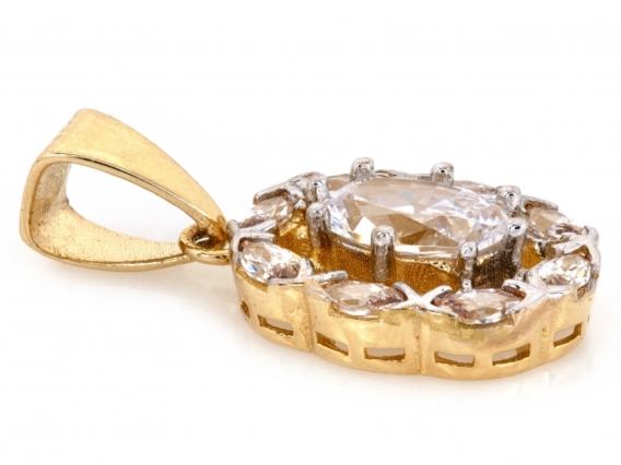 Zawieszka złota Owal, białe cyrkonie, pr. 585