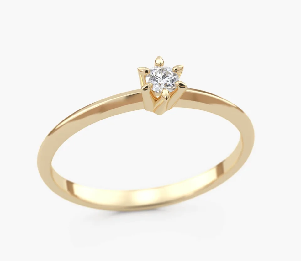 Pierścionek złoty z Brylantem 0.07 ct, pr. 585