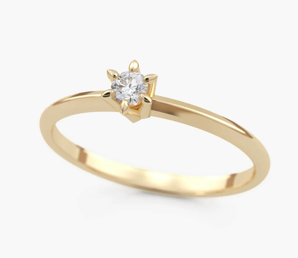 Pierścionek złoty z Brylantem 0.07 ct, pr. 585