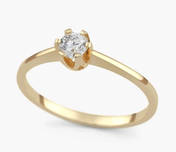 Pierścionek złoty z Brylantem 0,18 ct, pr. 585