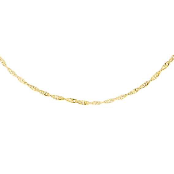Srebrny pozłacany łańcuszek Singapur (sz. ~1,2 mm), pr. 925