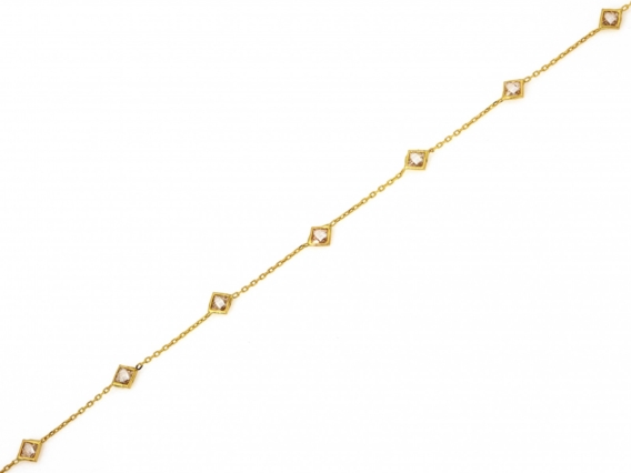 Bransoletka złota Kwadraty, cyrkonie, pr. 585