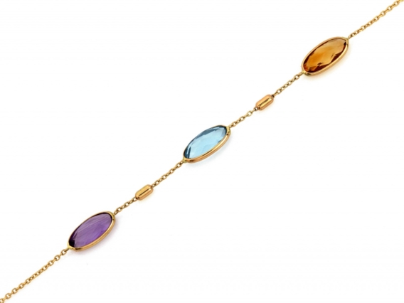 Bransoletka złota Ametyst, Topaz, Cytryn, pr. 585