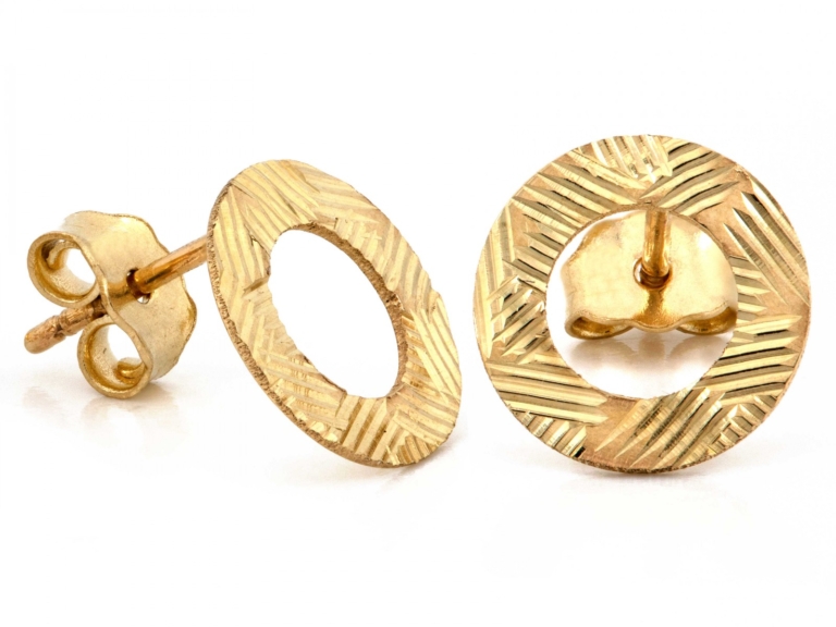 Kolczyki złote Diamentowane kółka, pr. 585