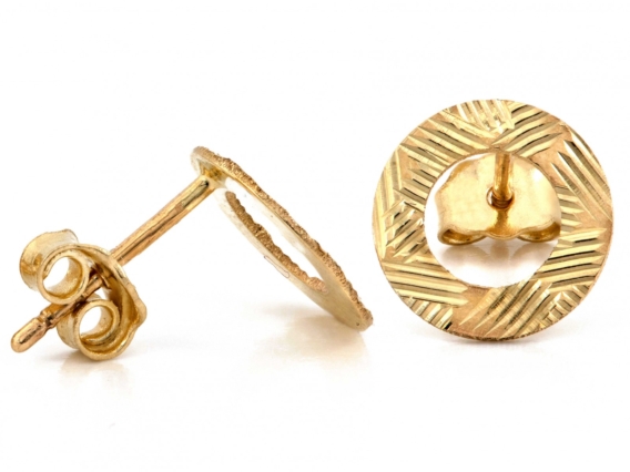 Kolczyki złote Diamentowane kółka, pr. 585