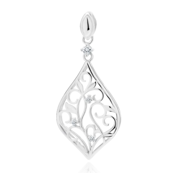 Zawieszka srebrna Ażur, cyrkonie, pr. 925