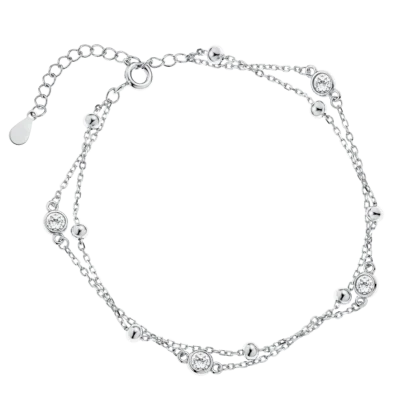 Srebrna bransoletka Kulki, cyrkonie, pr. 925