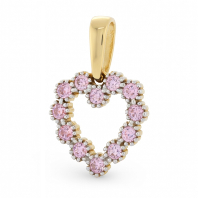Zawieszka złota Serce, róż, pr. 585