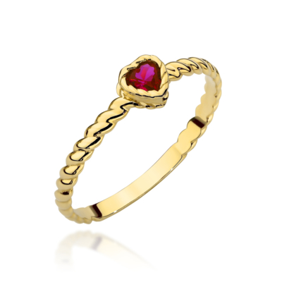 Pierścionek złoty Serce, róż, pr. 585