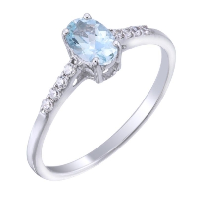 Pierścionek srebrny Akwamaryn, pr. 925