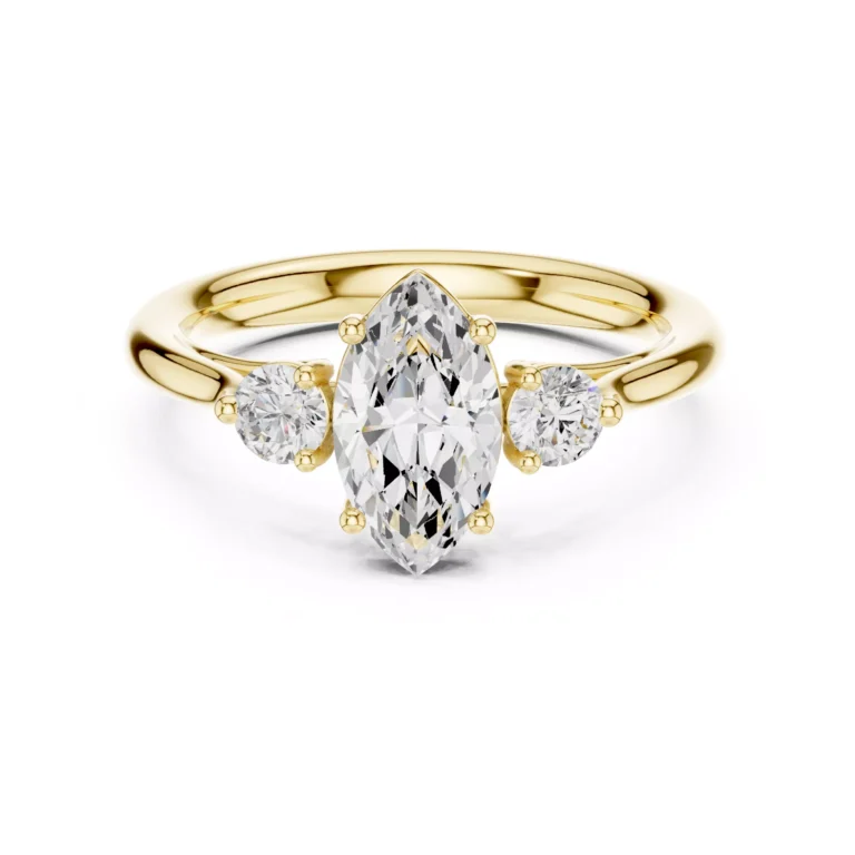 Pierścionek złoty Markiza 1.22 ct, diamenty laboratoryjne, pr. 585