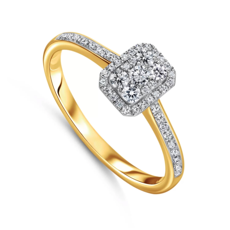 Pierścionek złoty z Brylantami, pr. 585