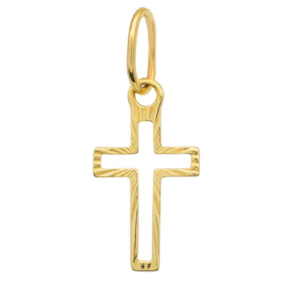 Krzyżyk złoty Delikatny, diamentowanie, pr. 585