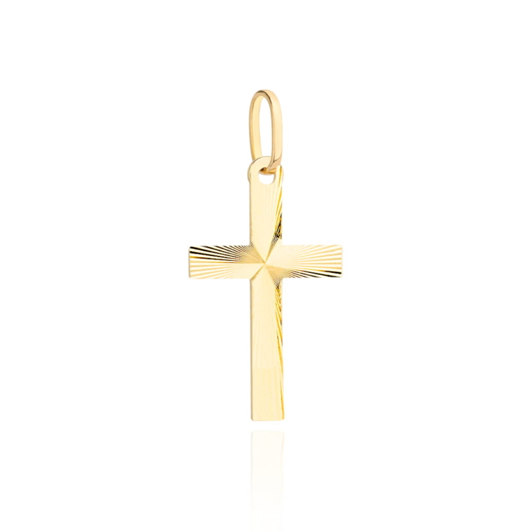 Krzyżyk złoty Delikatny, diamentowanie, pr. 585