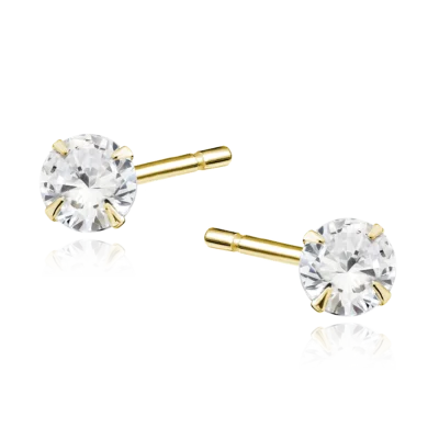 Srebrne pozłacane kolczyki Cyrkonia 5 mm, pr. 925