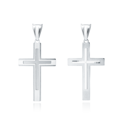 Srebrny krzyżyk diamentowany dwustronny, pr. 925