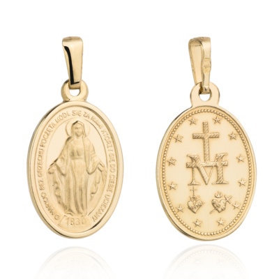 Medalik złoty Cudowny, polska sentencja, pr. 585